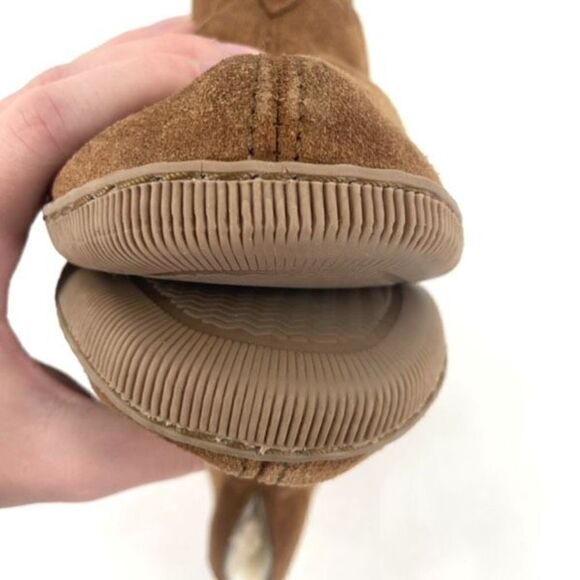 Minnetonka Women's Suede Faux Fur Lined Shearling Ankle Boot Brown Tan Size 10 - Picture 5 of 9